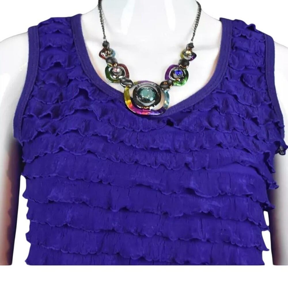 SKU3125 Vintage Jason Maxwell Women's Medium Purple Ruffled Sleeveless Blouse